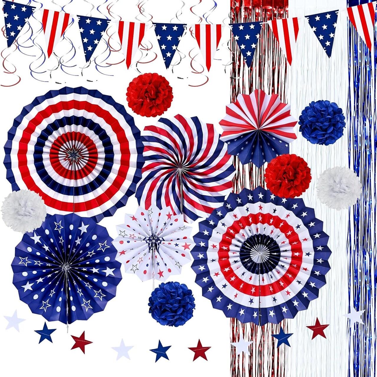 33Pcs 4th of July Party Decoration Set, Patriotic Party Decorations